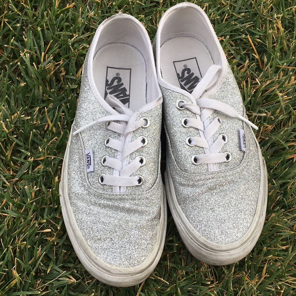 Silver sparkle Vans